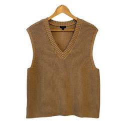 Talbots Woman’s XLP Tan V Neck Knit Sweater Vest