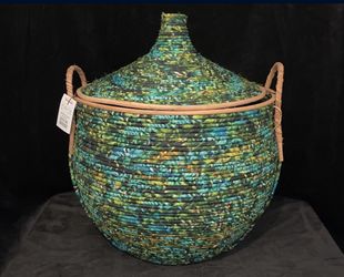 Handwoven Fabric Basket With Lid