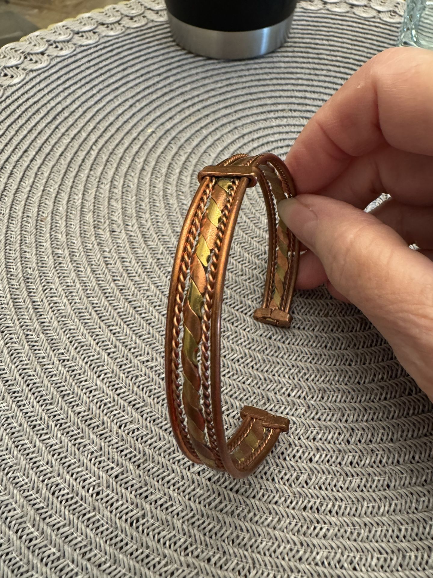 Spiral Rope Unique Copper Brass Cuff Bracelet.  