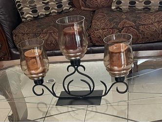 3-Candle Hurricane Glass Candelabra