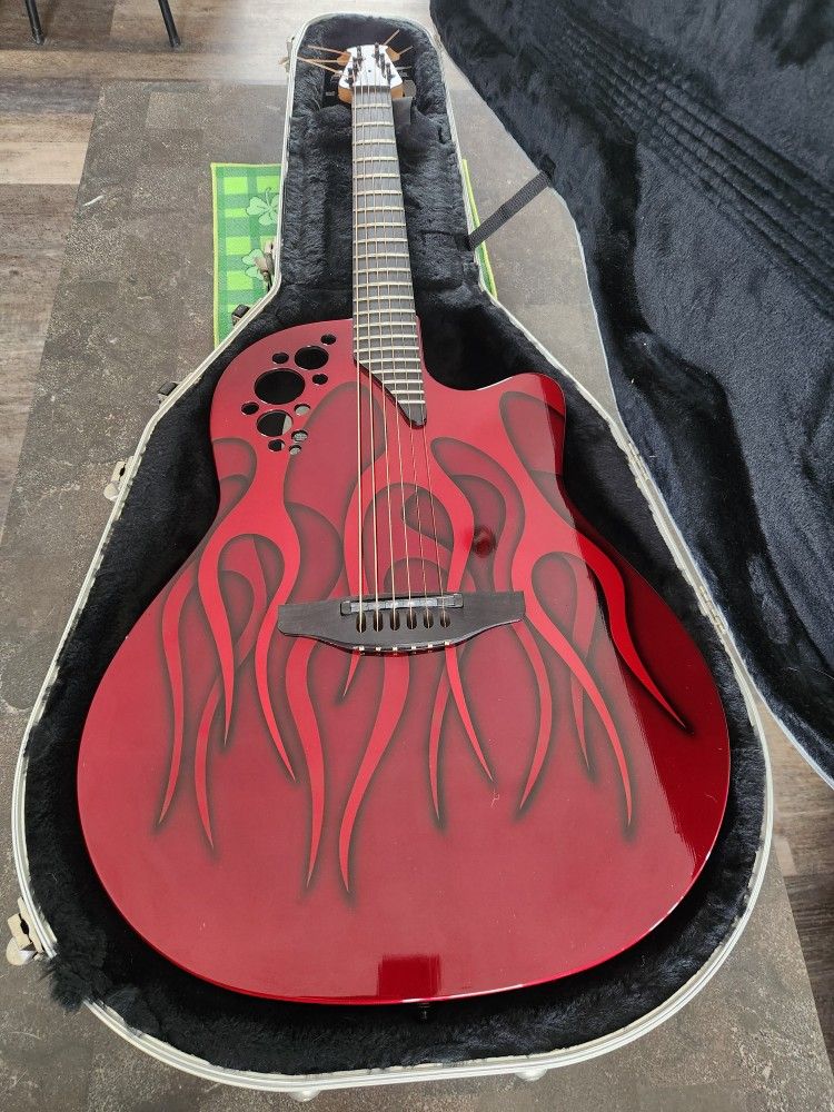 2004 Ovation 1778t Elite Red Flame Guitar