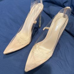 Size 9 Clear Heels With Rhinestone Stiletto 
