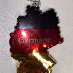 Germany Flag & Map 3D Glass Christmas Ornament German Coat Of Arms Eagle 4”x 3”