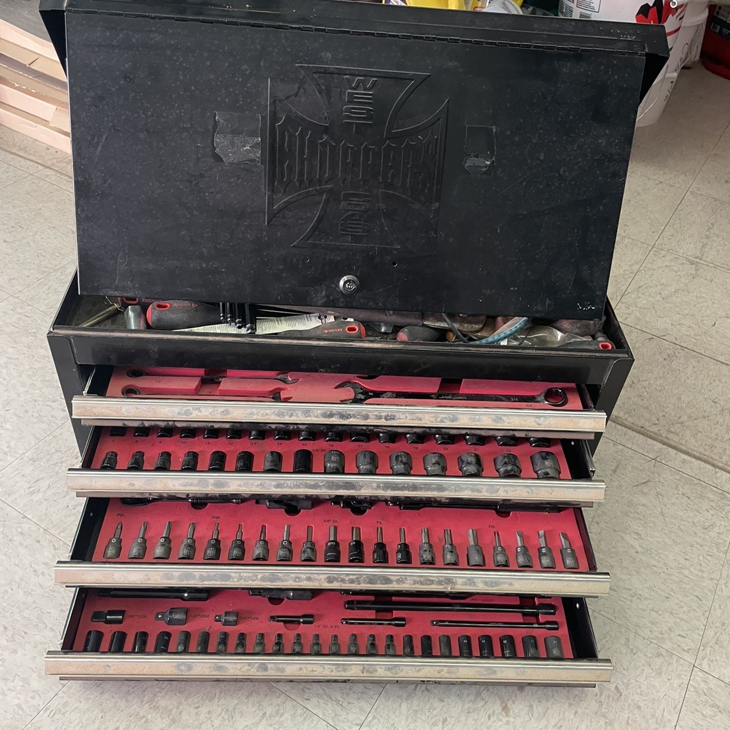 West Coast Choppers ランチボックス　JESSE JAMES West Coast Choppers Tool Set Box Chest Jesse James Complete Mint