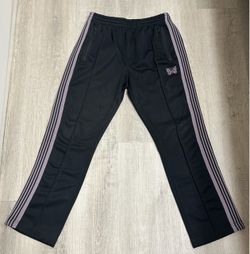 Needles Track Pants Black with Purple Stripes