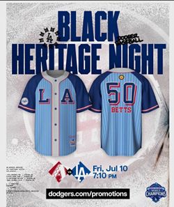 2026 Los Angeles Dodgers Mookie Betts M Black Heritage Night Jersey Medium
