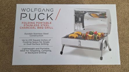 Wolfgang Puck Folding Portable Stainless Steel Charcoal BBQ Grill