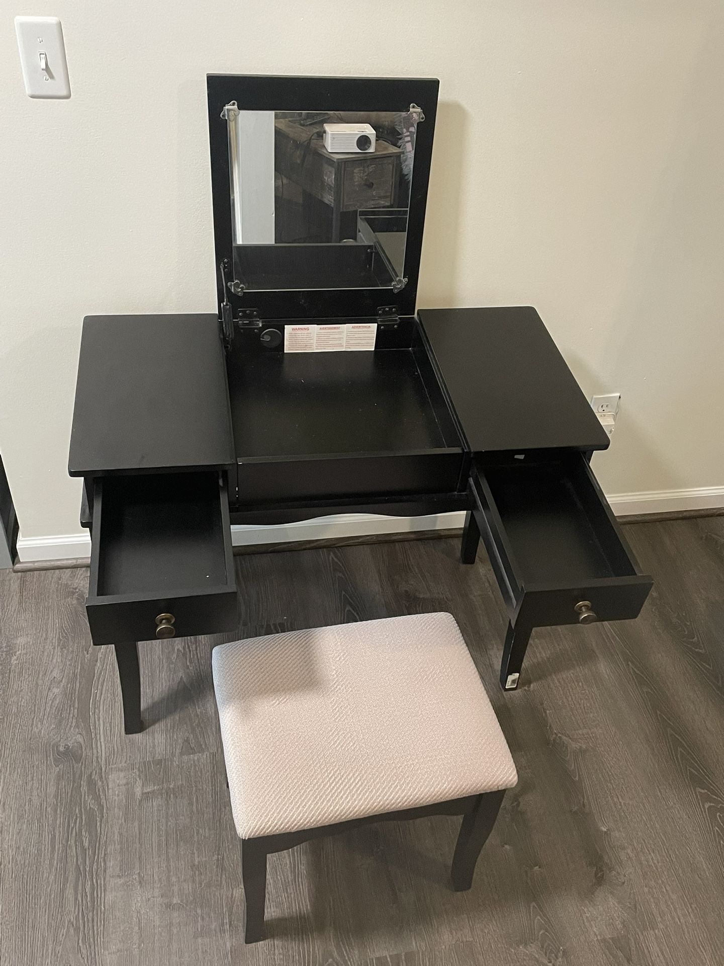 Vanity With Mirror And Stool