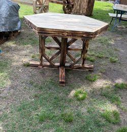 Rustic table with a bench