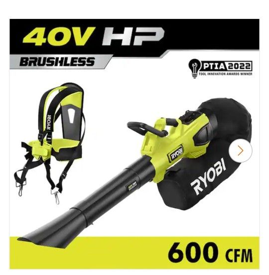 40V HP Brushless 100 MPH 600 CFM Cordless Leaf Blower/Mulcher/Vacuum (Tool Only)