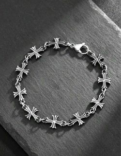 Silver Cross Link Chain Bracelet