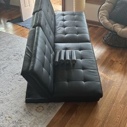 Black Faux-leather Futon