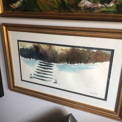 Watercolor Painting Snow Scene