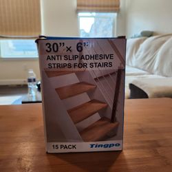 9-pack of Tingpo anti-slip adhesive strips for stairs.
Size: 30" x 6",15 strips per pack, Anti-slip adhesive, use on stairs