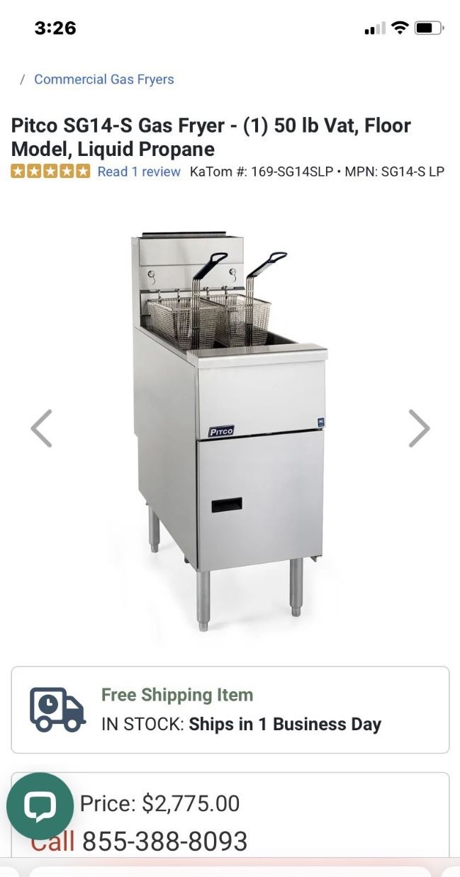PITCO DEEP FRYER- 35 Lbs-Almost New