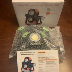 LED Work Spot Light USB Rechargeable Portable Folding Waterproof 3k Lumens 7 Hours NIB