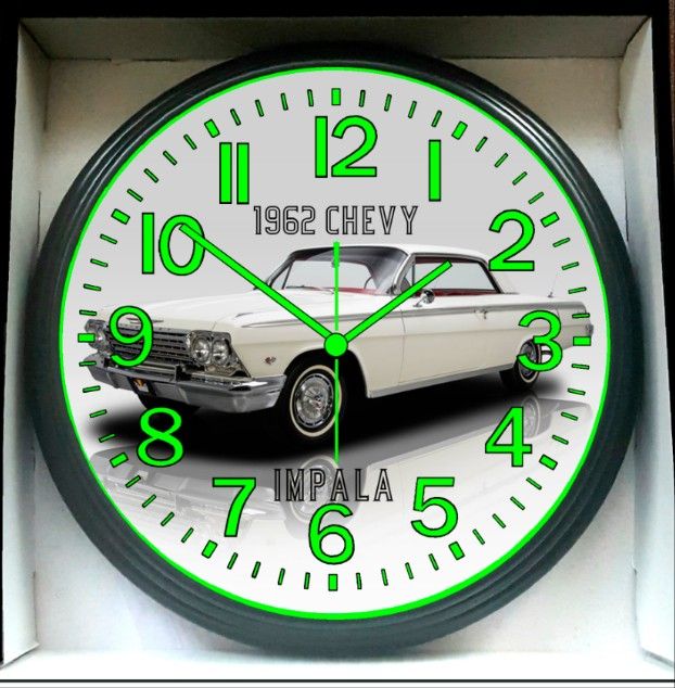 1962 Chevy Impala Glow In The Dark Wall Clock New!