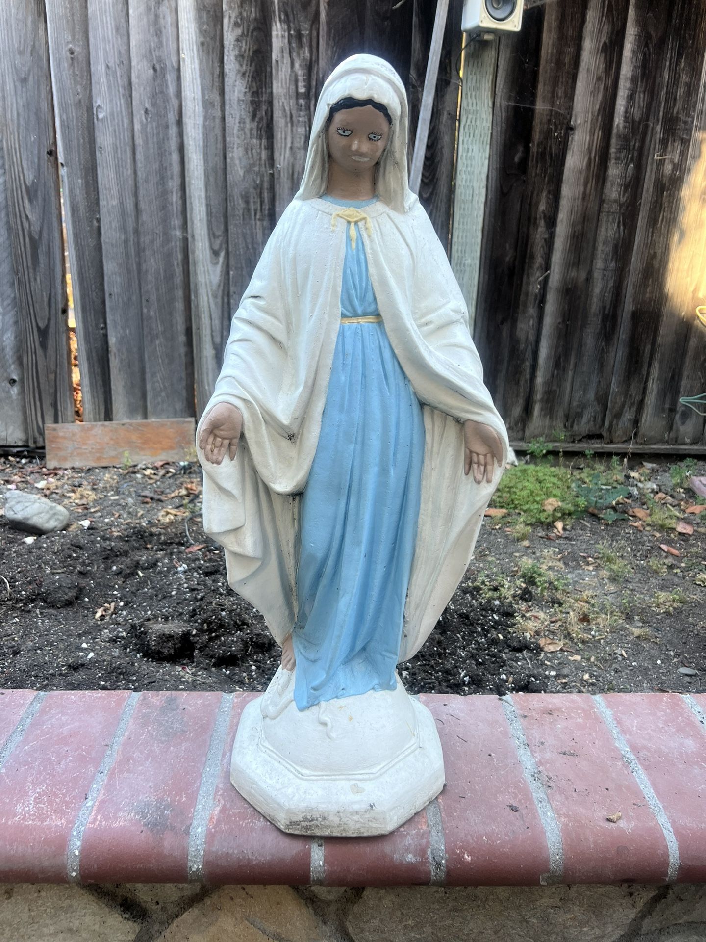 Vintage Cast Stone Blessed Virgin Mary Statue 26” H