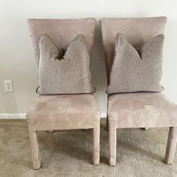 2 Cream Suede Chairs