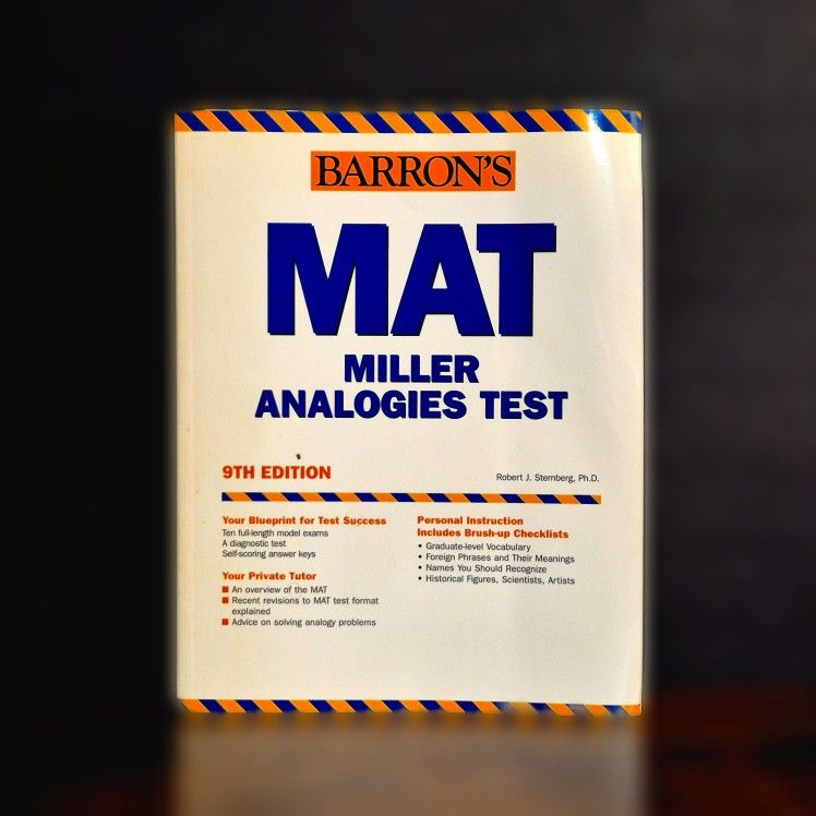Barron's MAT Miller Analogies Test 9th Ed by Sternberg PhD Exam Prep Guide
