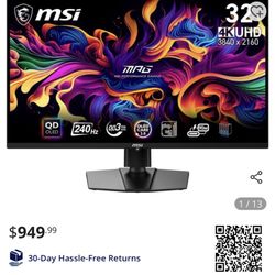 MSI MPG 321URX QD-OLED 32" 16:9, QD-OLED Gaming Monitor, 240Hz 0.03ms