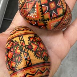 Handcrafted wooden eggs set of 2