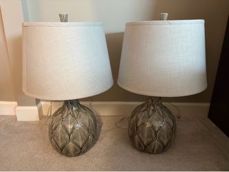 Set of 2 ceramic Table Lamps/Bed Lamps White/Grey/Green - $60
