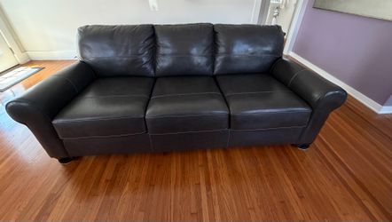 Charcoal Grey Leather Couch