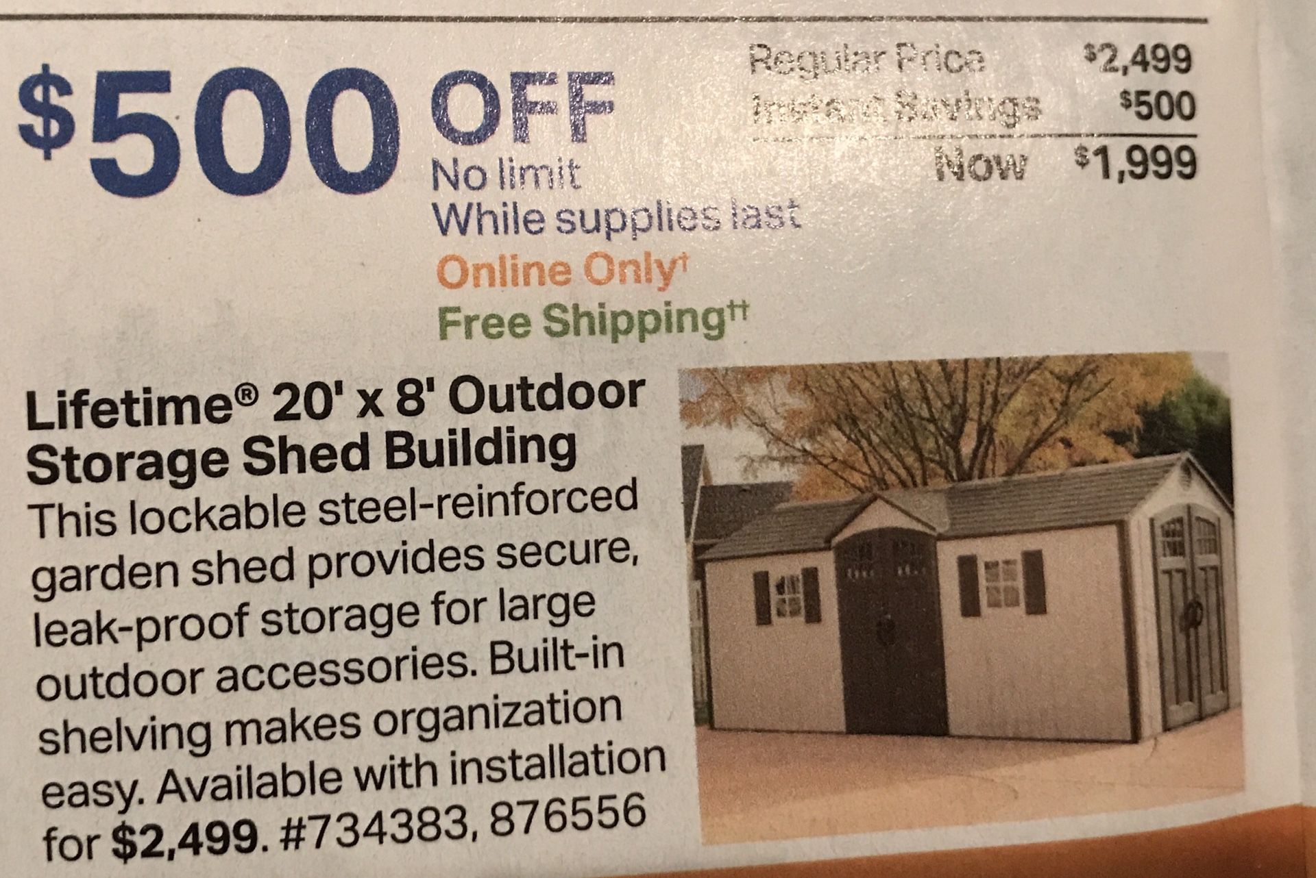 Lifetime 20x8 Outdoor Storage Shed Building