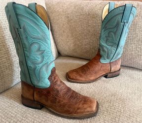 Tony Lama Size 9D TL Aqua Leather BootS TL 3002 Square Toe Western