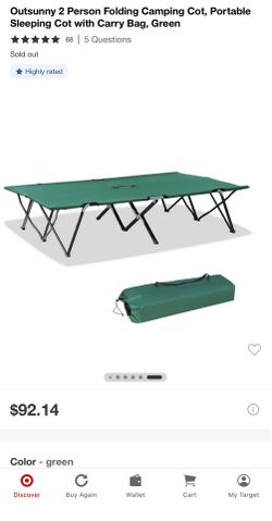 Outsunny 2-Person Folding Camping Cot – Extra Wide 50" Portable Camping Bed (Like New)