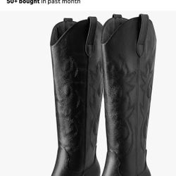 Erocalli New Black Cowboy Boots(7)