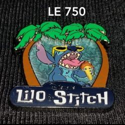 Disney Stitch LE Pin 750 Ice Cream Hibiscus Floral Blue Palm Trees Frame Park Pack