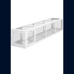 PawHut Outdoor Cat Tunnel Extendable Design, 79" L Wooden Cat Run with Weather Protection, Connecting Inside & Outside, Deck, Patios, Balconies, White