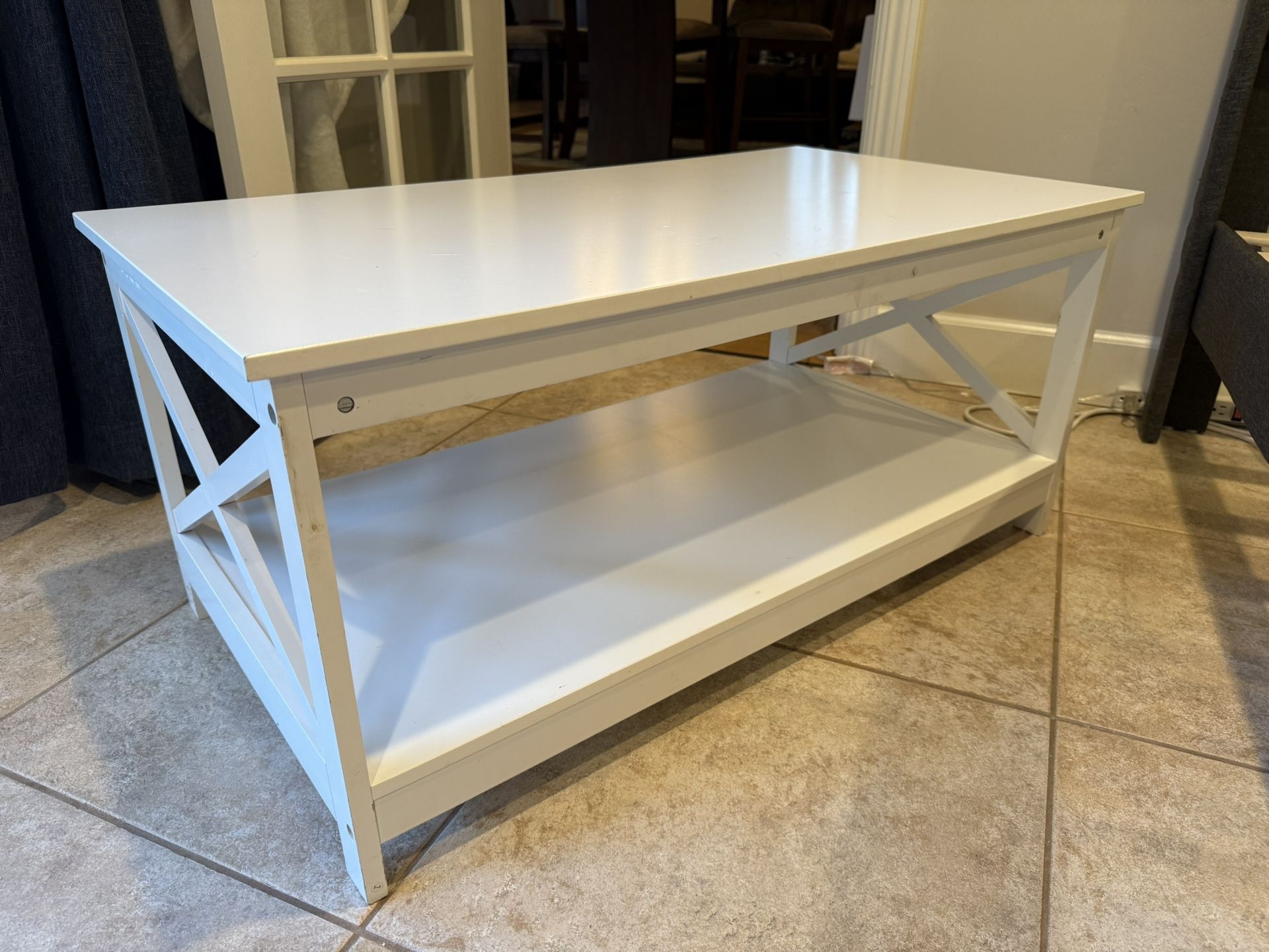 White Wooden End Table