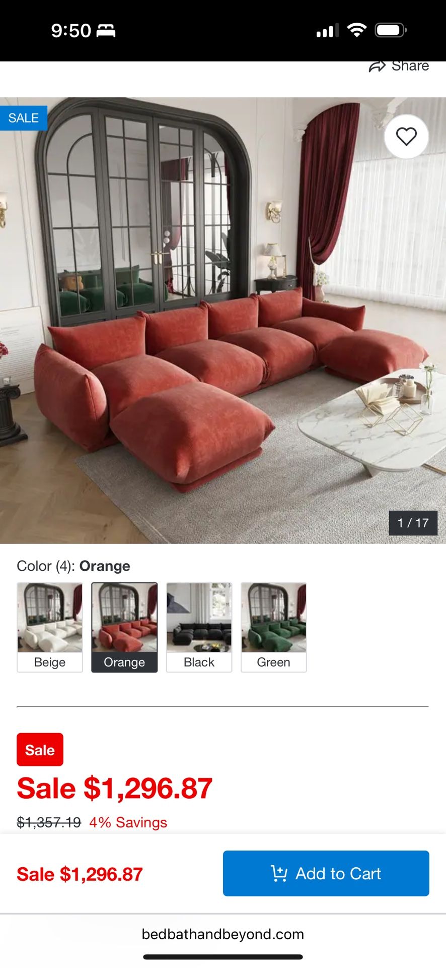Orange Modular Sectional