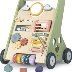 Wooden Baby Walker, Montessori Walker for Babies 12 Months, Push Walking Toys for 1 Year Old Learning to Walk