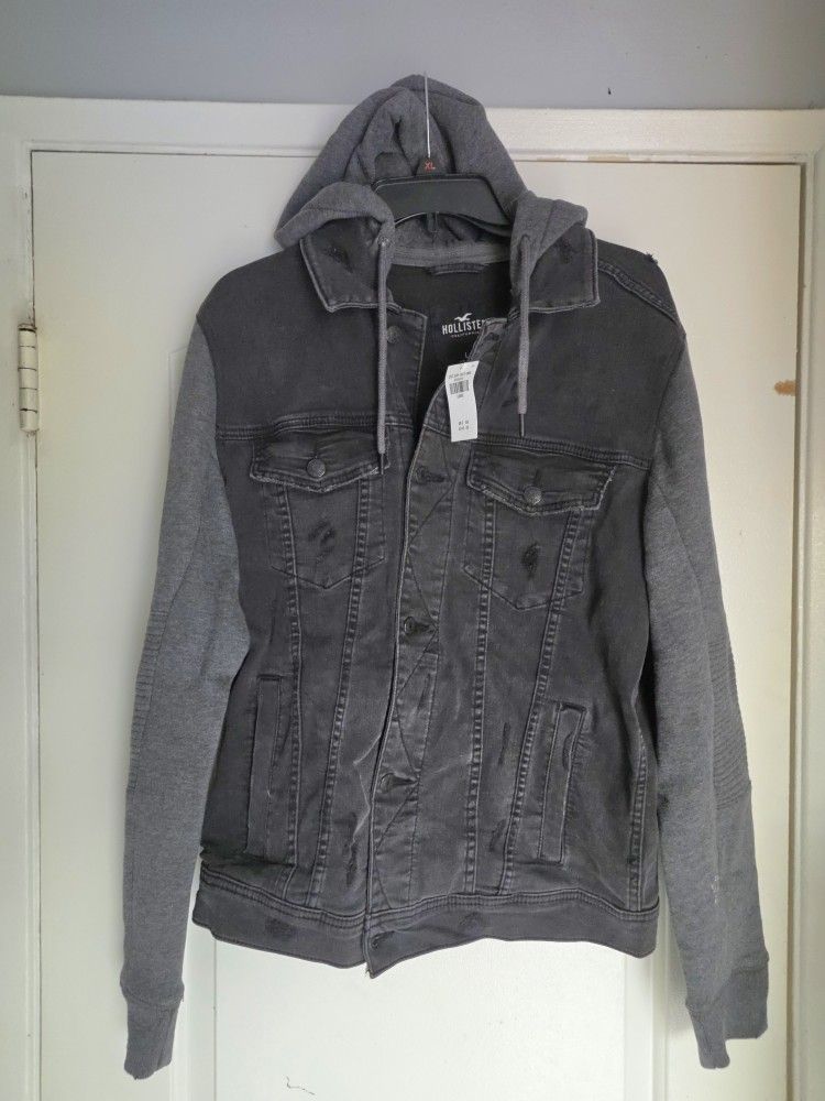 Men's Hollister Jacket Large Flex Denim Vintage Trucker New