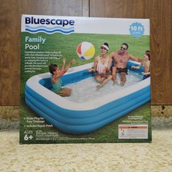 Bluescape 10ft Family Inflatable Swimming Rectangular Pool for Ages 6 & up