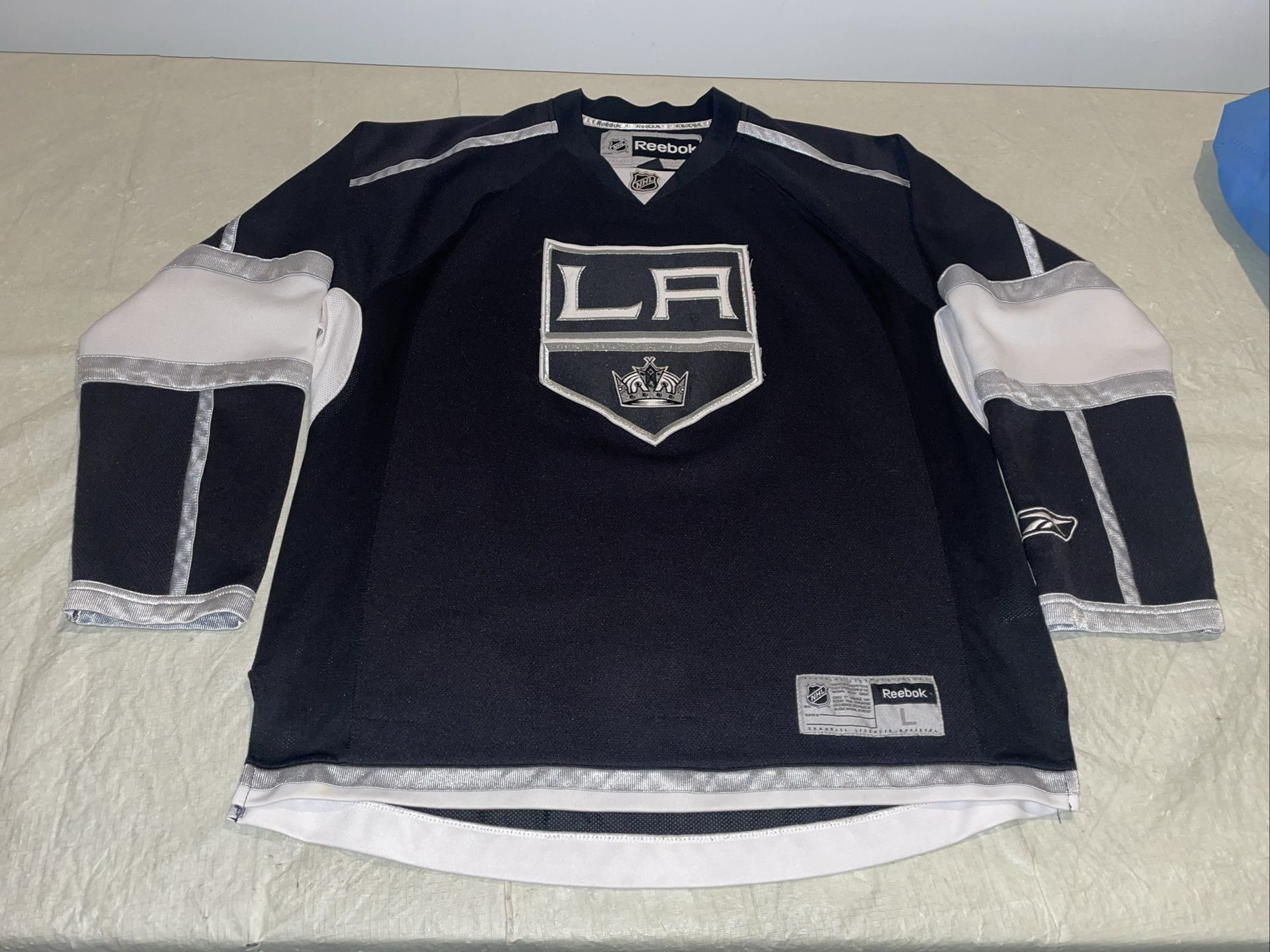La Kings Jersey Mens Large Los Angeles Mic Black Reebok Rbk Euc Clean Vintage