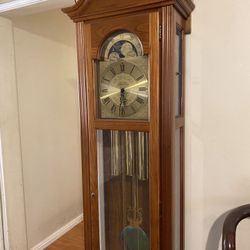 Ridgeway Grandfather Grand Father Clock Antique Wood Furniture Collectible