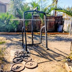 230lbs Olympic Weights Squat Rack Pulldown Barbell 