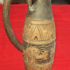 Vintage Hand Carved Wooden Pitcher G10L002