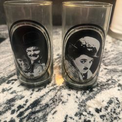Laurel & Hardy & Charlie Chaplin Vintage Arby’s Drinking Glasses (2)