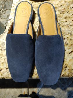 Tory Burch Carlotta BlUE Suede Leather Mule Loafers Slides Shoes Size US 5  PREOWNED Tory Burch for Sale in Glendale, AZ - OfferUp