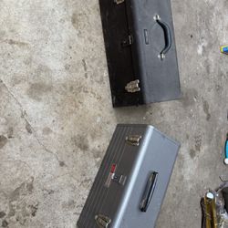 Two Metal Tool Boxes And Tools