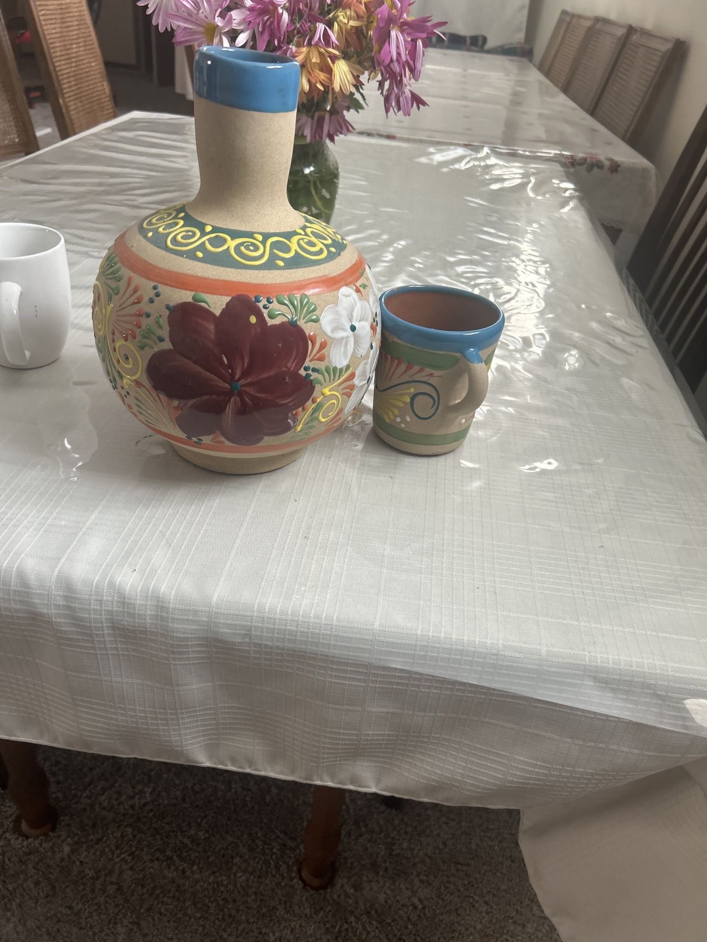 Hand-Painted Vase and Mug Set