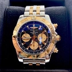Breitling Chronomat CB0110 44 18kt/ss Men's Watch Automatic - Gold Blue Dial B&P
