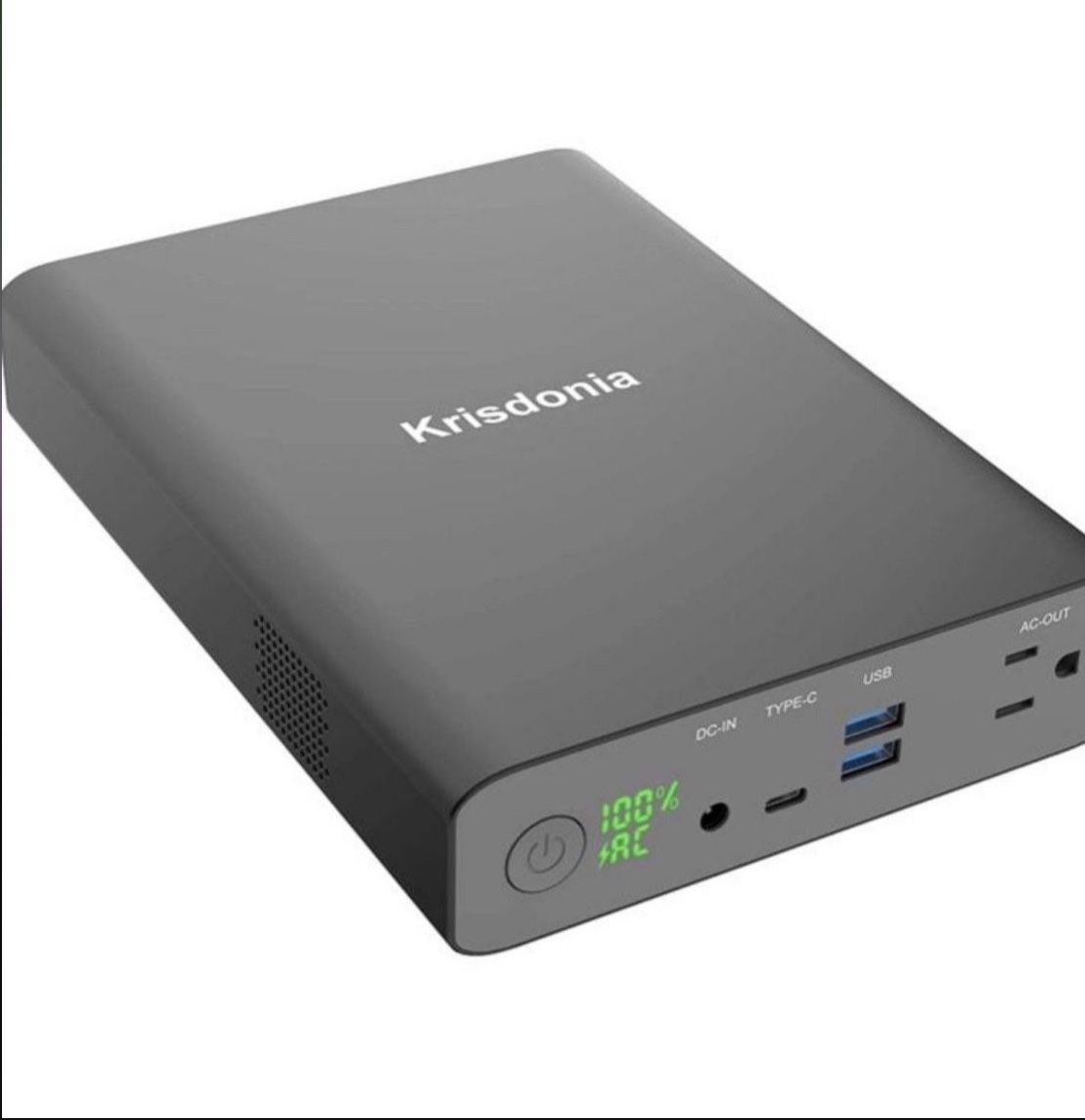 Krisdonia AC Outlet Portable Charger 60000mAh 110V/130W Laptop Power Bank with AC Outlet, 2 USB QC 3.0 and Type-C for Laptop, CPAP, Drone, Projector, 