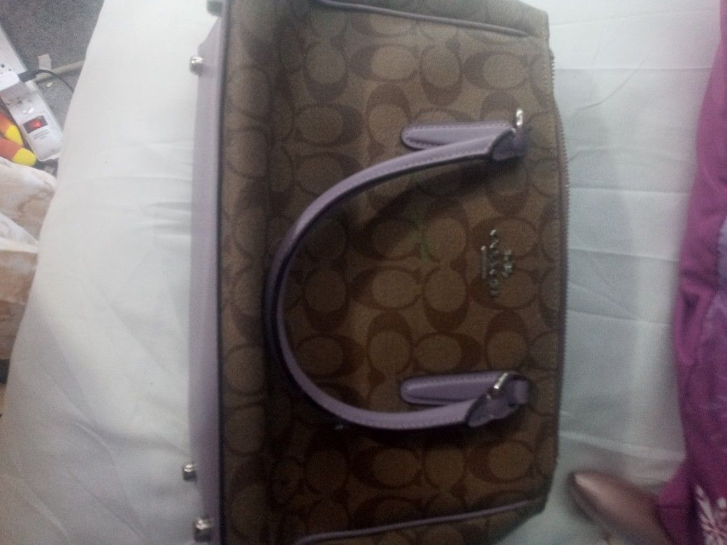 Coach Tan And Purple Purse